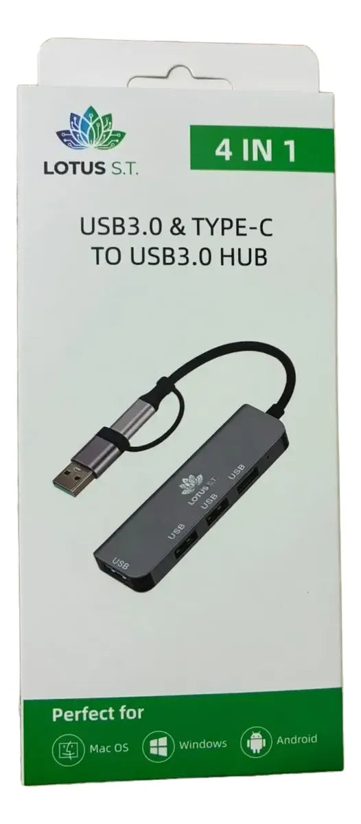 Hub Usb 3.0 4 Puertos En 1 Con Usb