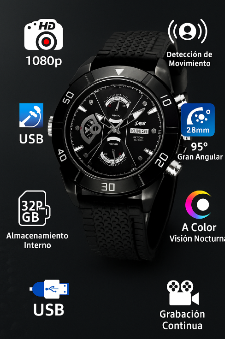 Reloj Espía Lotus S.T V9 Visión Nocturna 1080