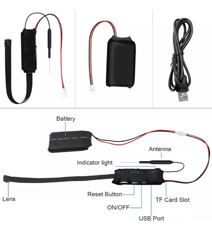 Cámara Espía Wifi Sensor Movimiento Vision Noct. 1080p 2k 4k - Negro