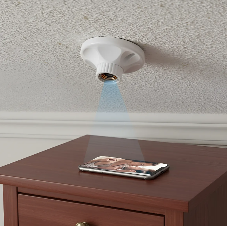 Mini Cámara De Vigilancia Genérica E27 Plafón Bombillo 4k Blanco