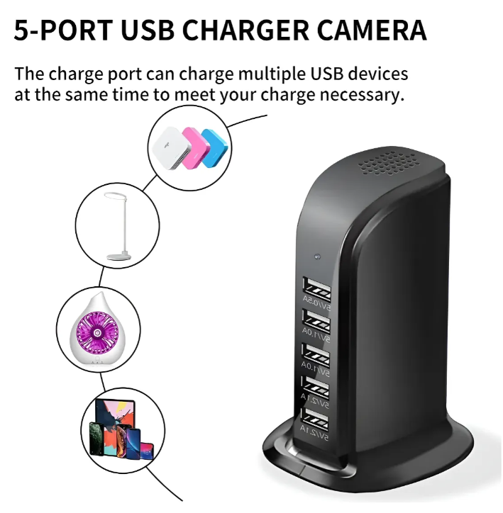 Cámara Espía Multipuerto 4k, Wifi - Negro