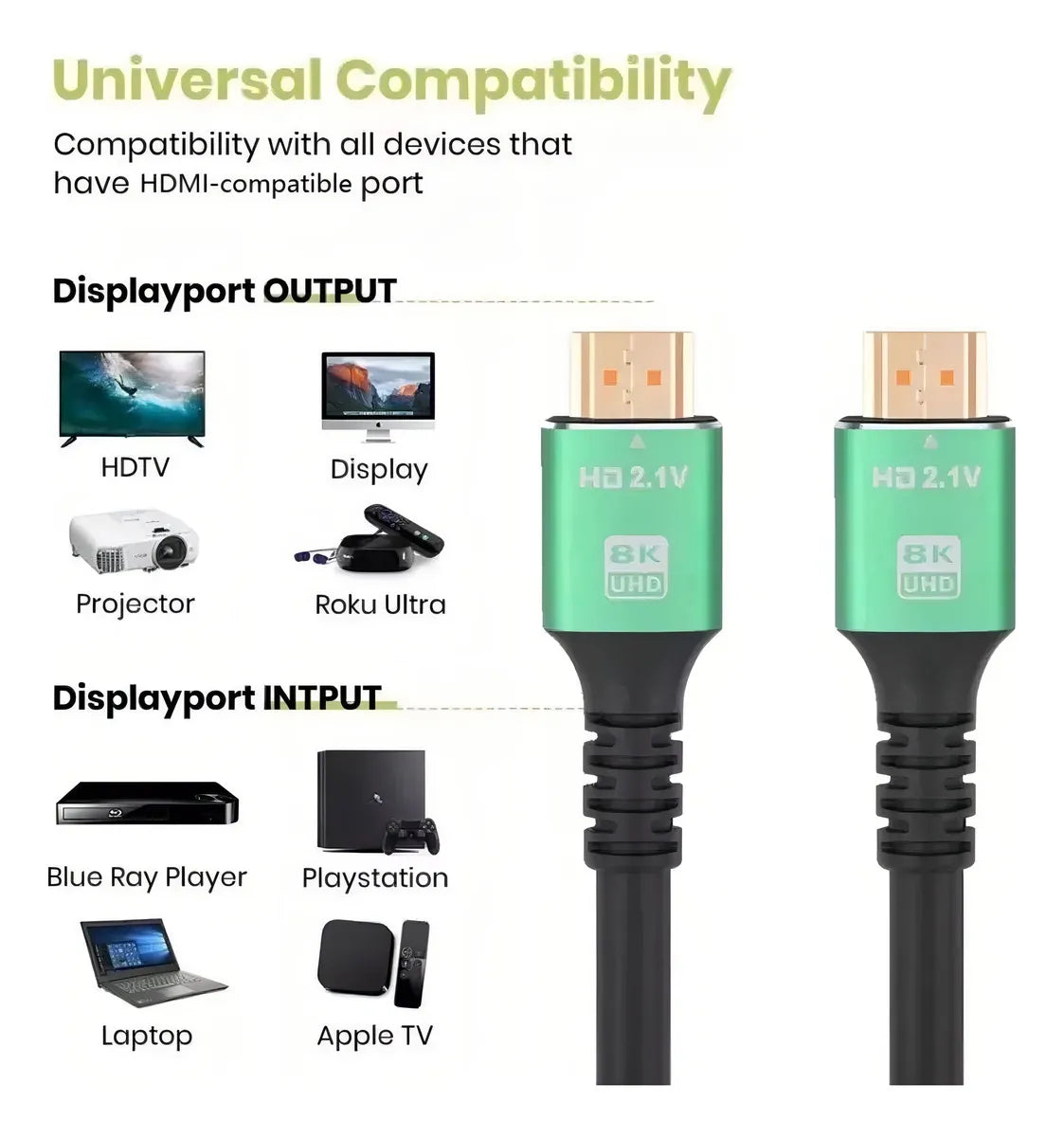 Cable HDMI 2.1 Premium 2 m 8K 48 Gbps Negro