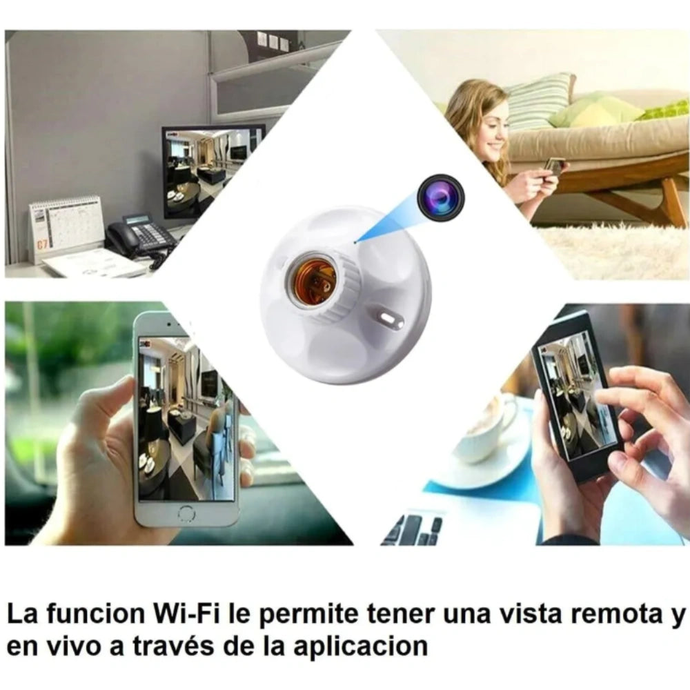 Mini Cámara De Vigilancia Genérica E27 Plafón Bombillo 4k Blanco
