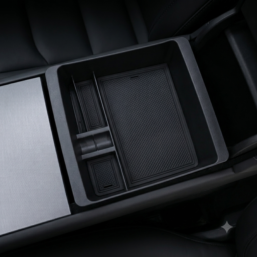 Caja organizadora de apoyabrazos en PVC para Tesla Model 3 y Model Y