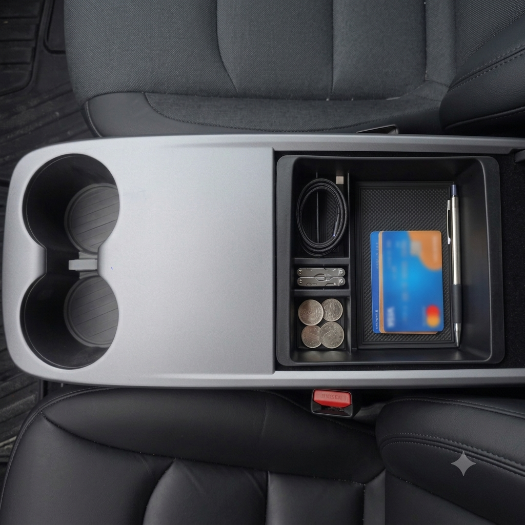 Caja organizadora de apoyabrazos en PVC para Tesla Model 3 y Model Y