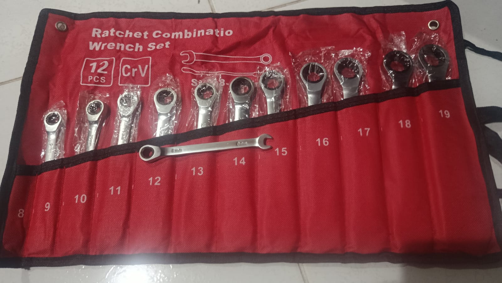 Juego de Llaves Combinadas con Ratchet 12 Piezas Cr-V Profesional